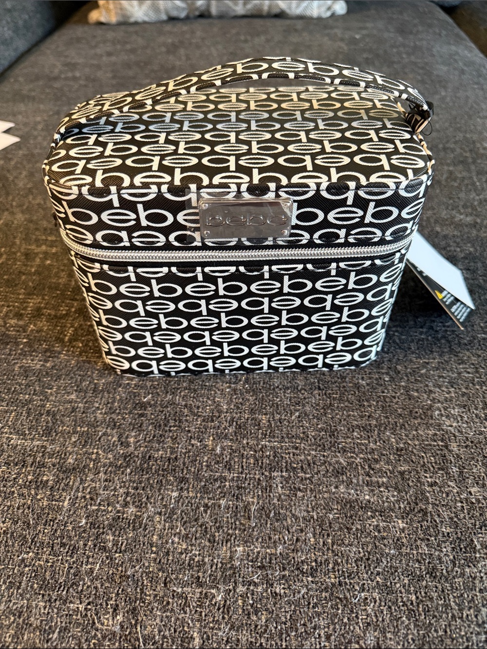 bebe Black and White Monogram Cosmetic Case